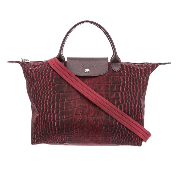 Longchamp Crocodile Printed Le Pliage Tote Bag - Picture 1 of 16